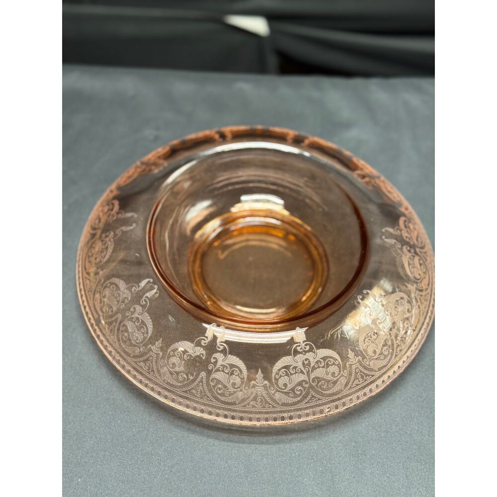 Vintage 1920s Fostoria Pink Depression Glass Bowl – Rolled Edge